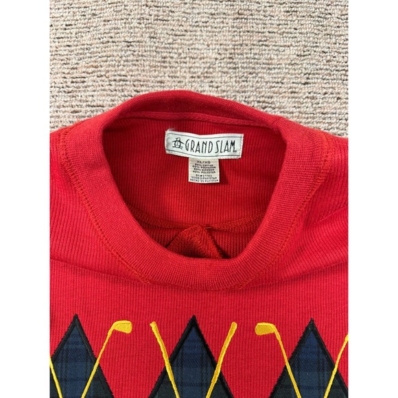 VINTAGE Grand Slam Sweater Mens XL Red Knit Embroidered Golf Long Sleeve Adult - Picture 10 of 10